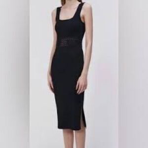 House of Harlow 1960 Crochet Ring Black Midi Dress